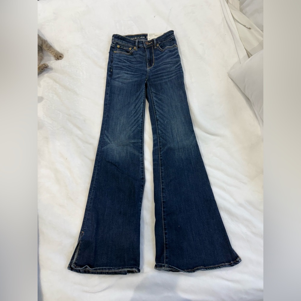 American Eagle Outfitters Blue Flare Wide Leg Jeans 00 / 24